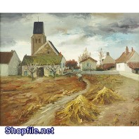 Tranh sơn dầu ngôi làng hoang vu